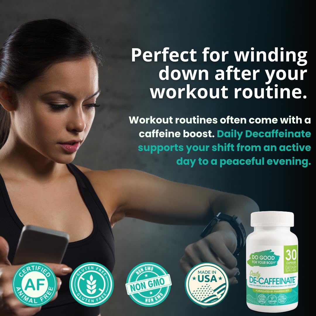 Do Good For Your Body Daily De-Caffeinate for Coffee Lovers Rutaecarpine Supplement for Relaxation After Caffeine, Non-Melatonin, Non-Addictive Evening Formula, 60 Capsules