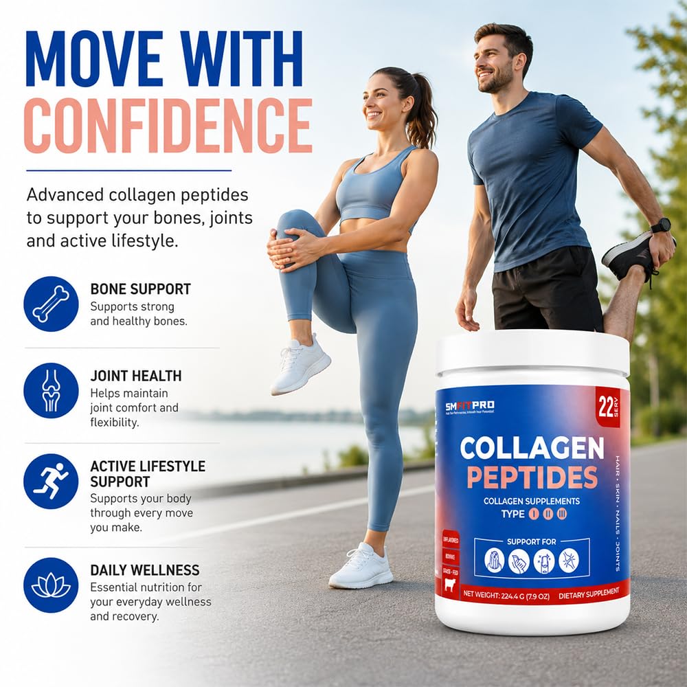 Sm Fit Pro Grass-Fed Unflavored Collagen Peptides Powder, 7.9 Ounce