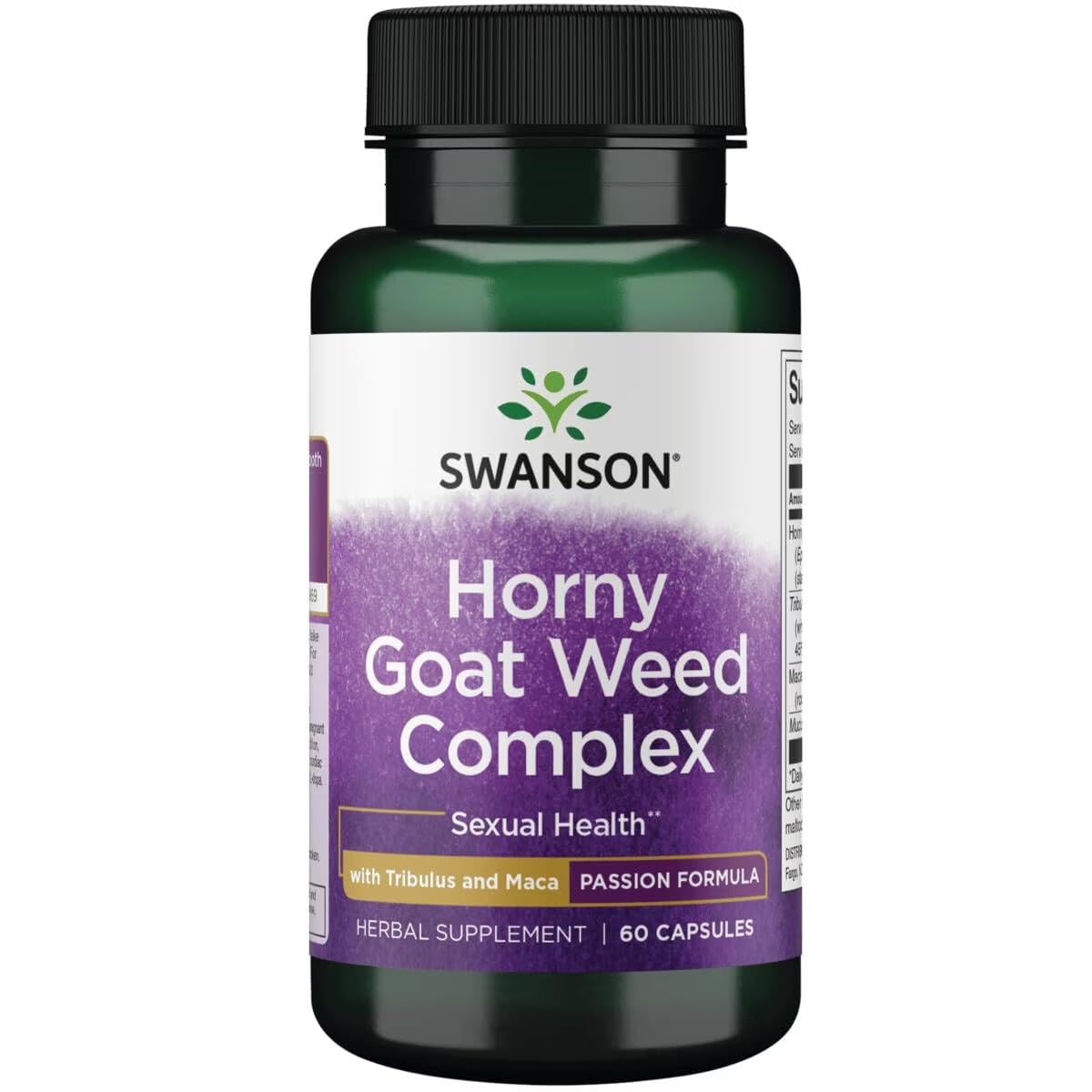 Swanson Premium Brand Horny Goat Weed Complex with Tribulus and Maca Vegan Capsules, 60 Capsules
