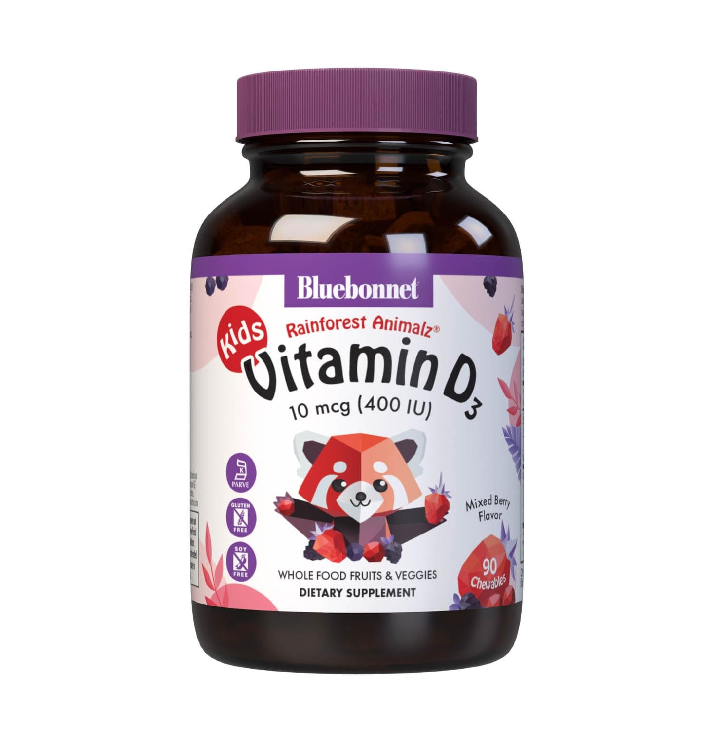 BlueBonnet Rainforest Animalz Vitamin D3 400 IU Chewable Tablets 90 Count
