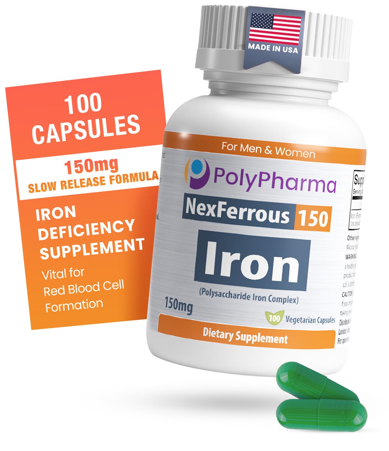 NexFerrous Polysaccharide Iron Complex 150mg Capsules, 100 Count