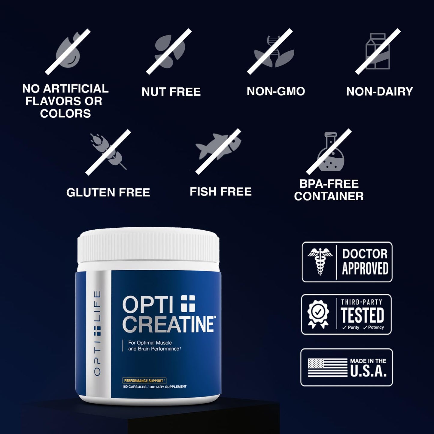 Opti + Life Creatine Monohydrate Capsules, 180 Capsules