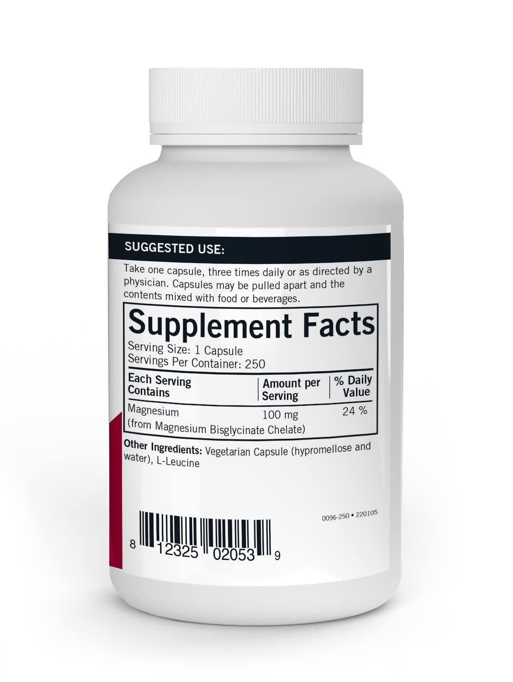 Kirkman Magnesium-Bisglycinate Chelate Capsules, 250 Count