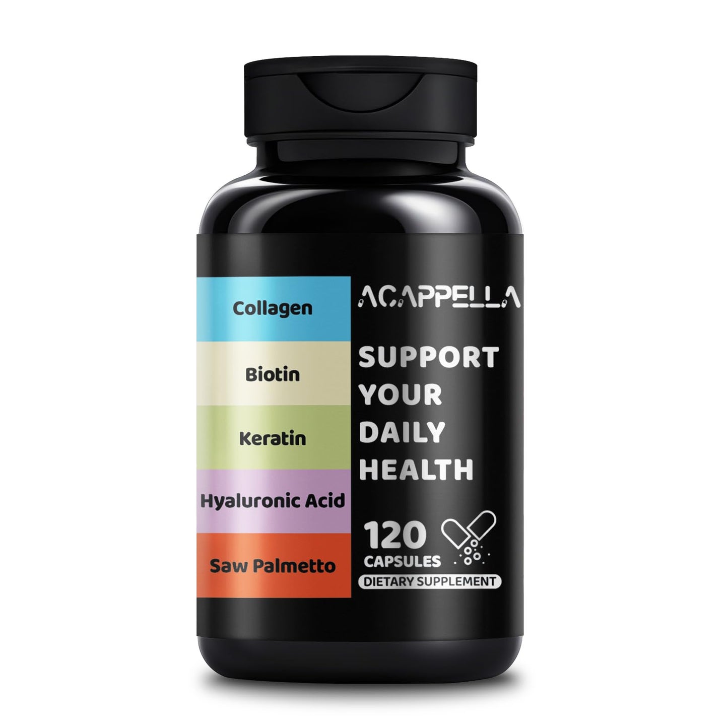 ACAPPELLA Keratin Saw Palmetto with Hyaluronic Acid, 120 Capsules