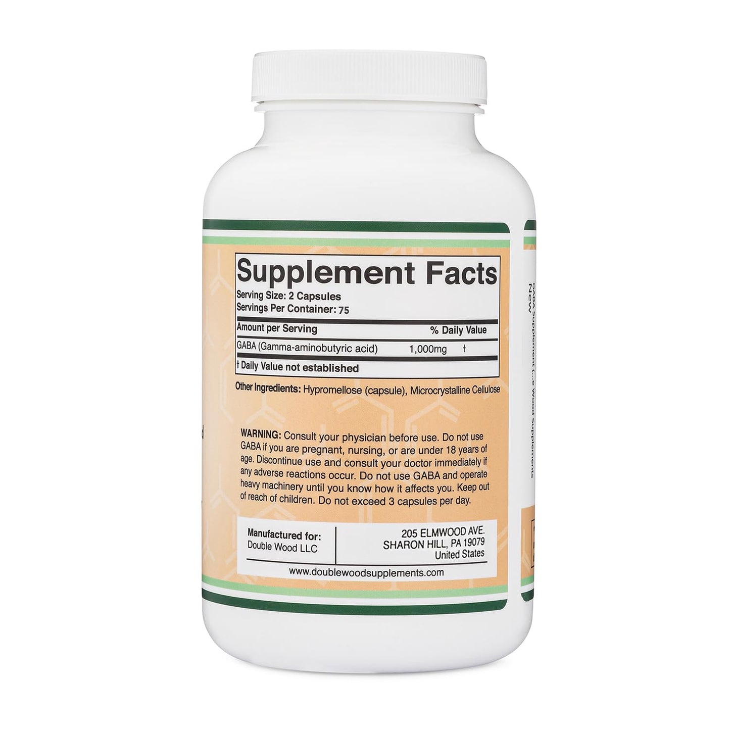 Double Wood Supplements GABA Supplement Capsule 150 Count