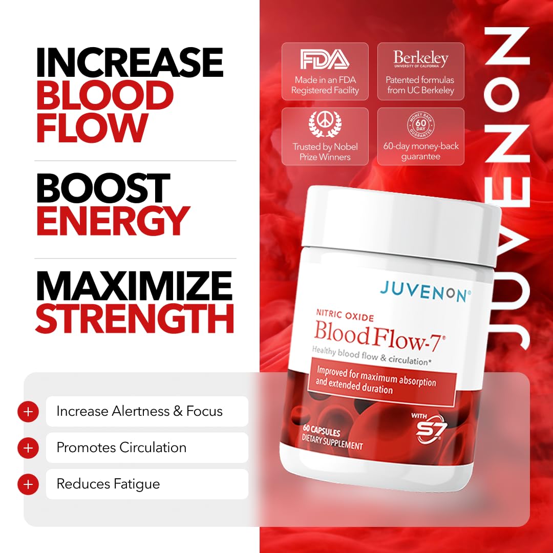 Juvenon BloodFlow-7 Nitric Oxide Capsules, 60 Count