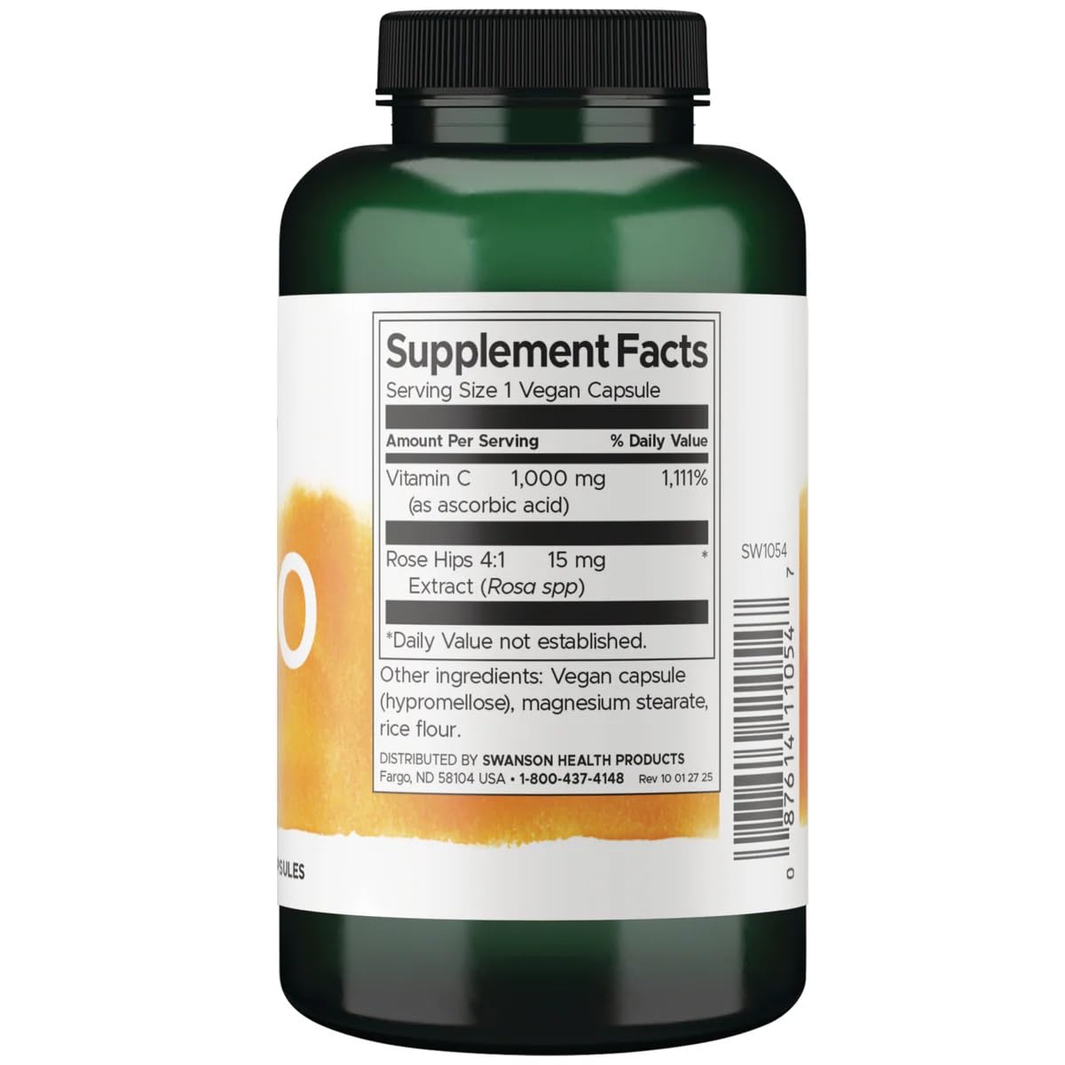 Swanson Vitamin C w/Rose HIPS Capsules 90 Count
