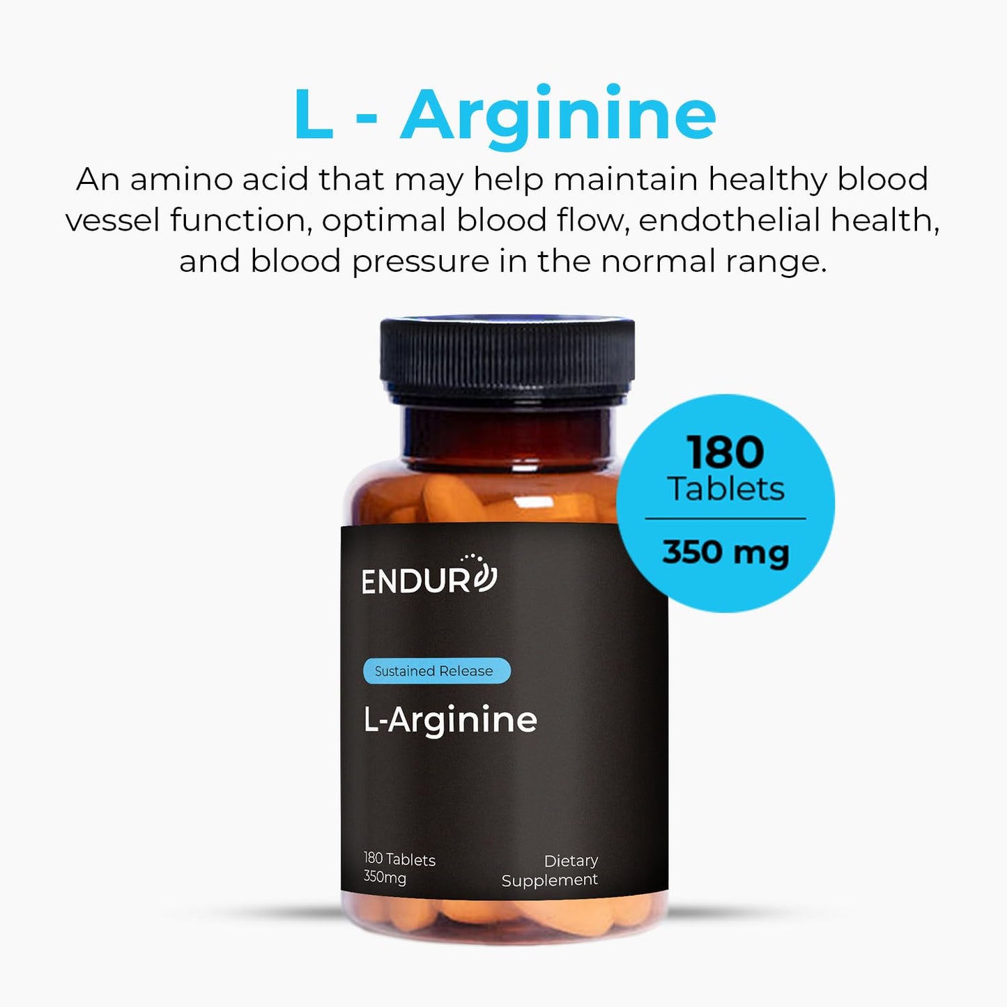Endurance Products ENDUR L-Arginine 350 mg Tablet, 180 Tablets