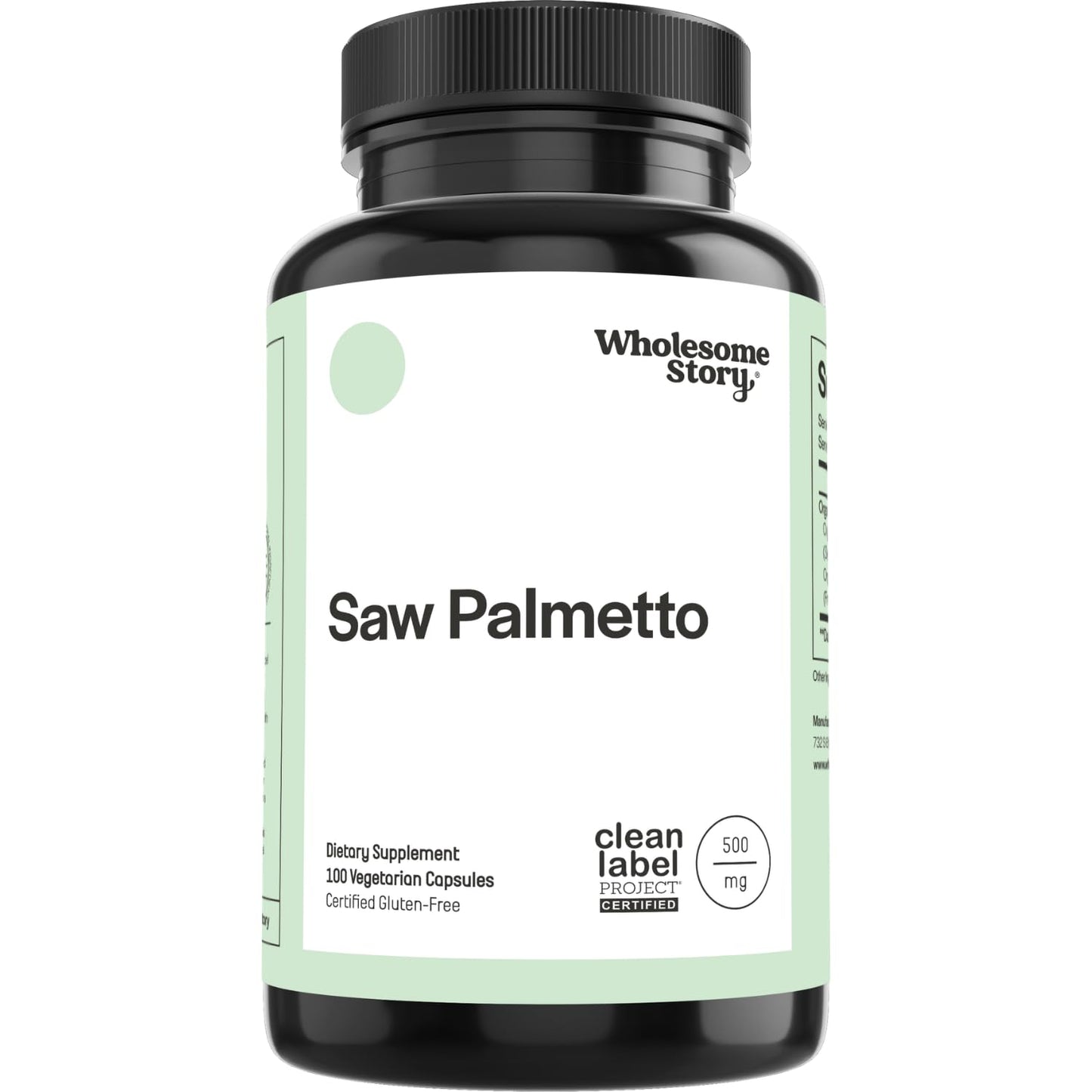 Wholesome Story Saw Palmetto Extract & Powder Blend 500mg Capsule 100 Count