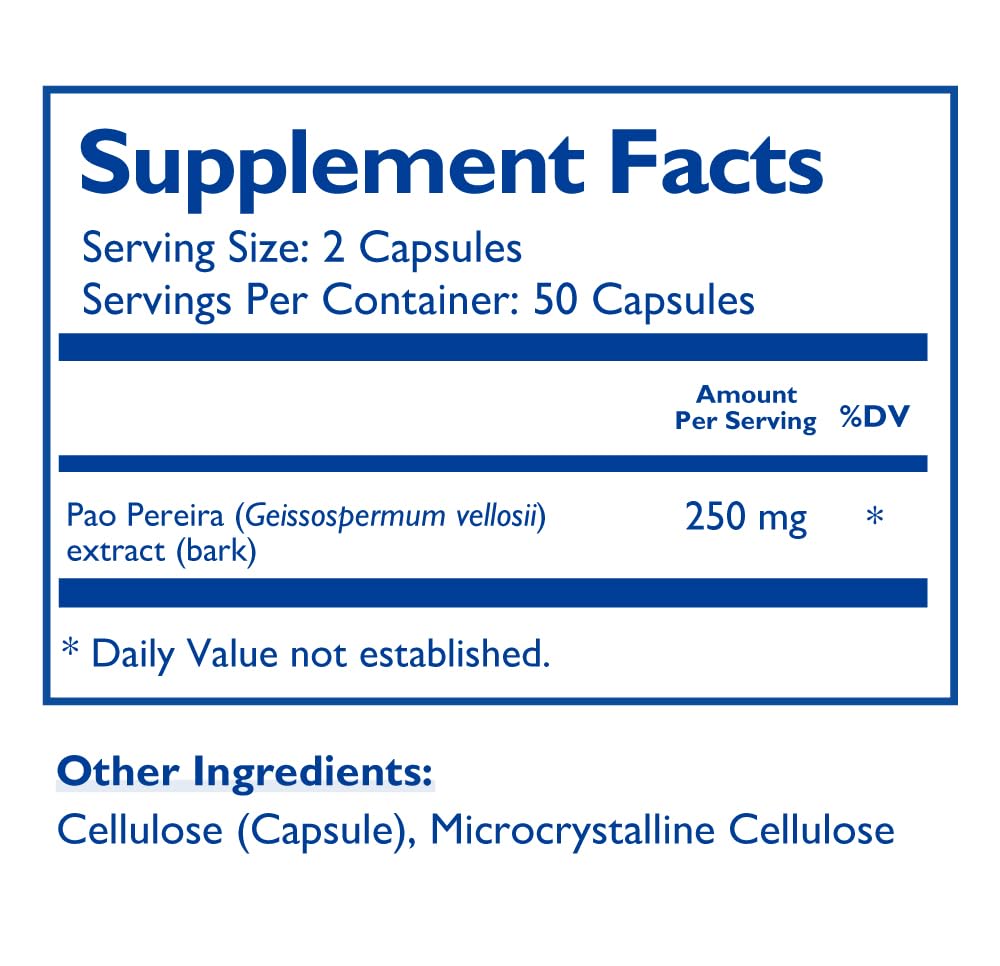 Beljanski Pao V Dietary Supplement - Pao Pereira Extract Capsules, 100 Count