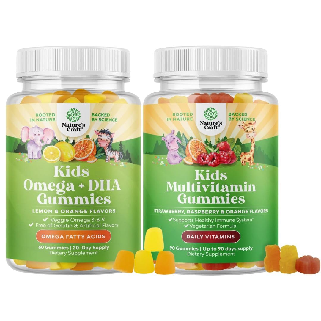 Natures Craft Kids DHA Omega-3-6-9 Multivitamin Gummies, 150 Gummies