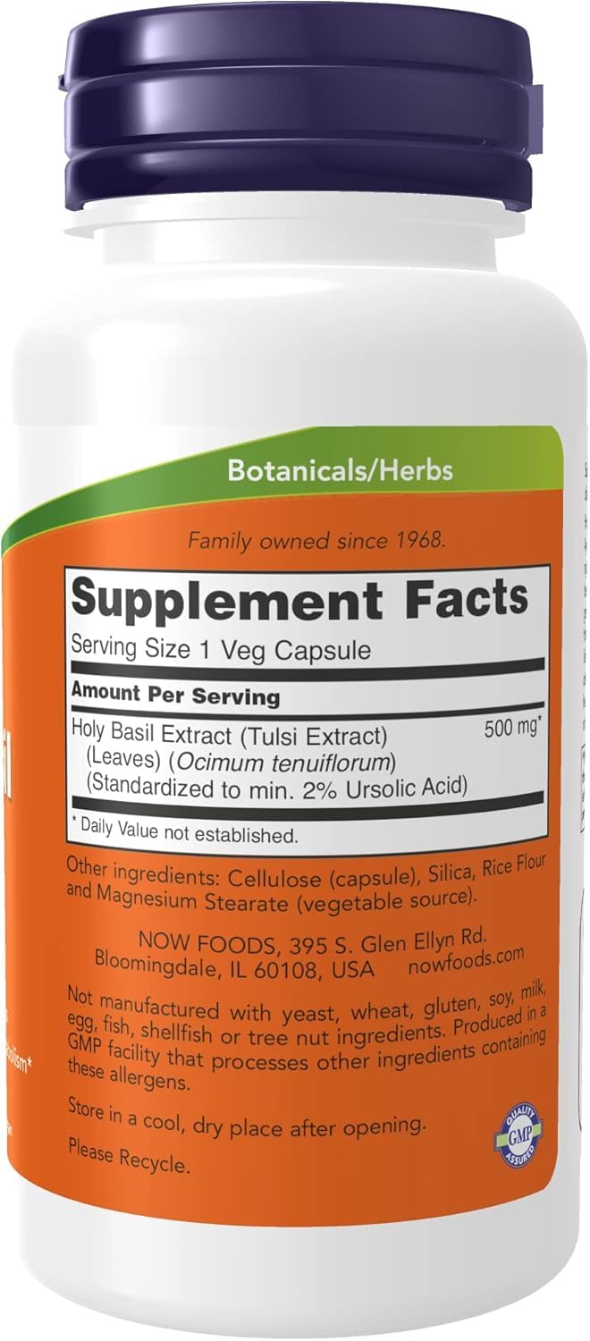NOW Foods Holy Basil Extract 500mg Capsules, 2-Pack