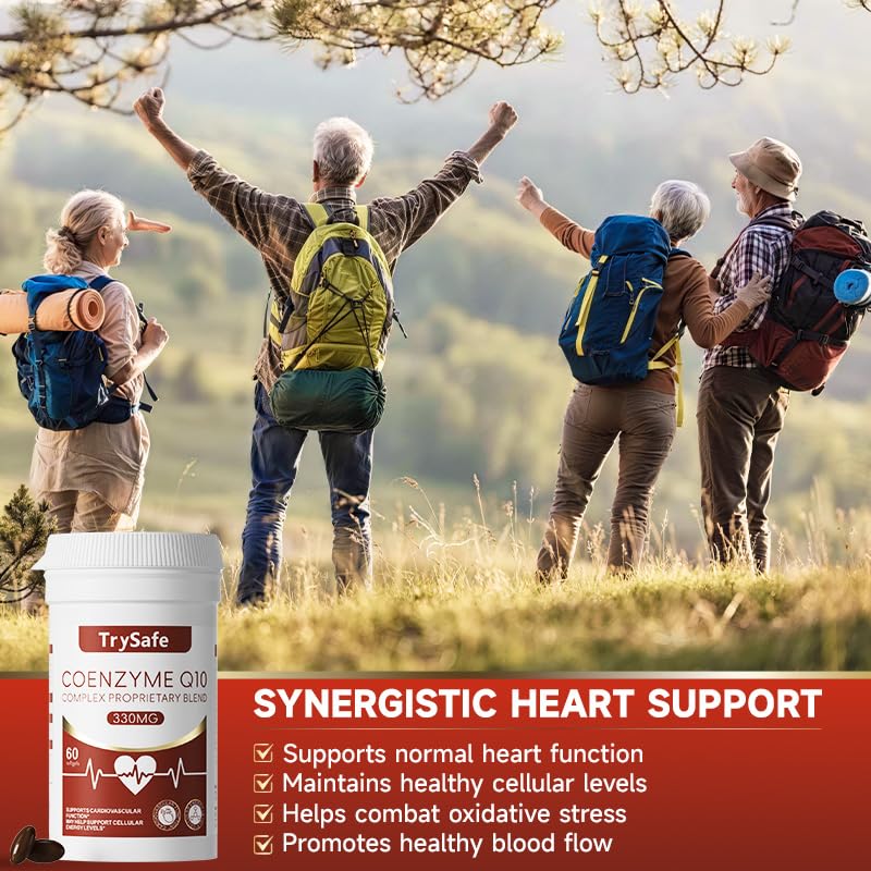 TrySafe Coenzyme Q10 Complex Proprietary Blend with Grape Seed Extract, Beetroot, Resveratrol & PQQ Softgels, 60 Count