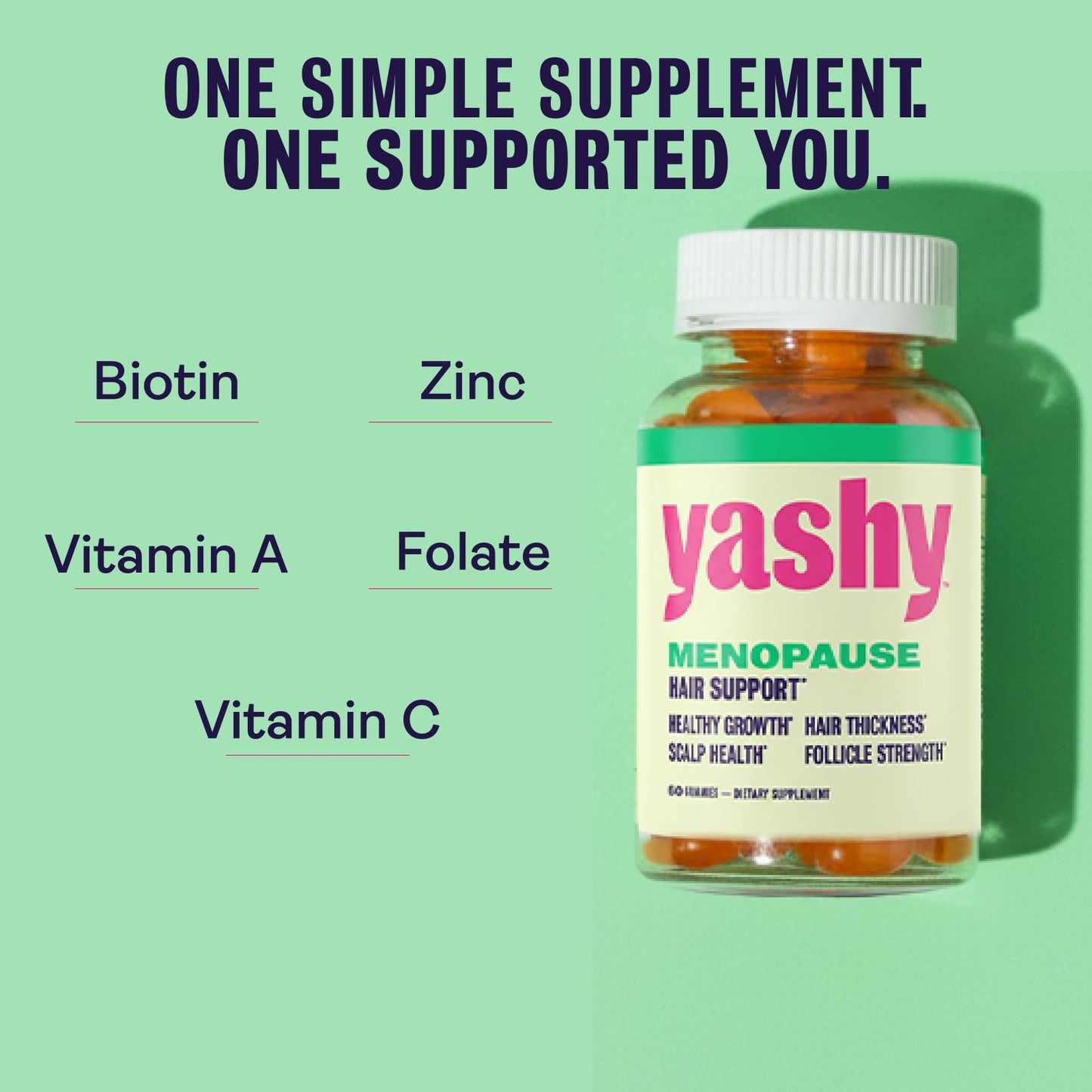 YASHY Menopause Hair Support Gummies 60 Count