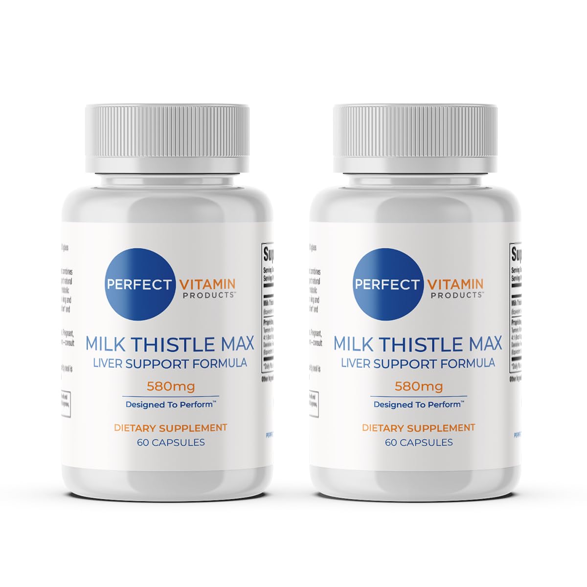 Perfect Vitamin Products Milk Thistle Max Liver Support 580mg Capsules with Dandelion, Turmeric, Beet & Black Pepper - 120 Count