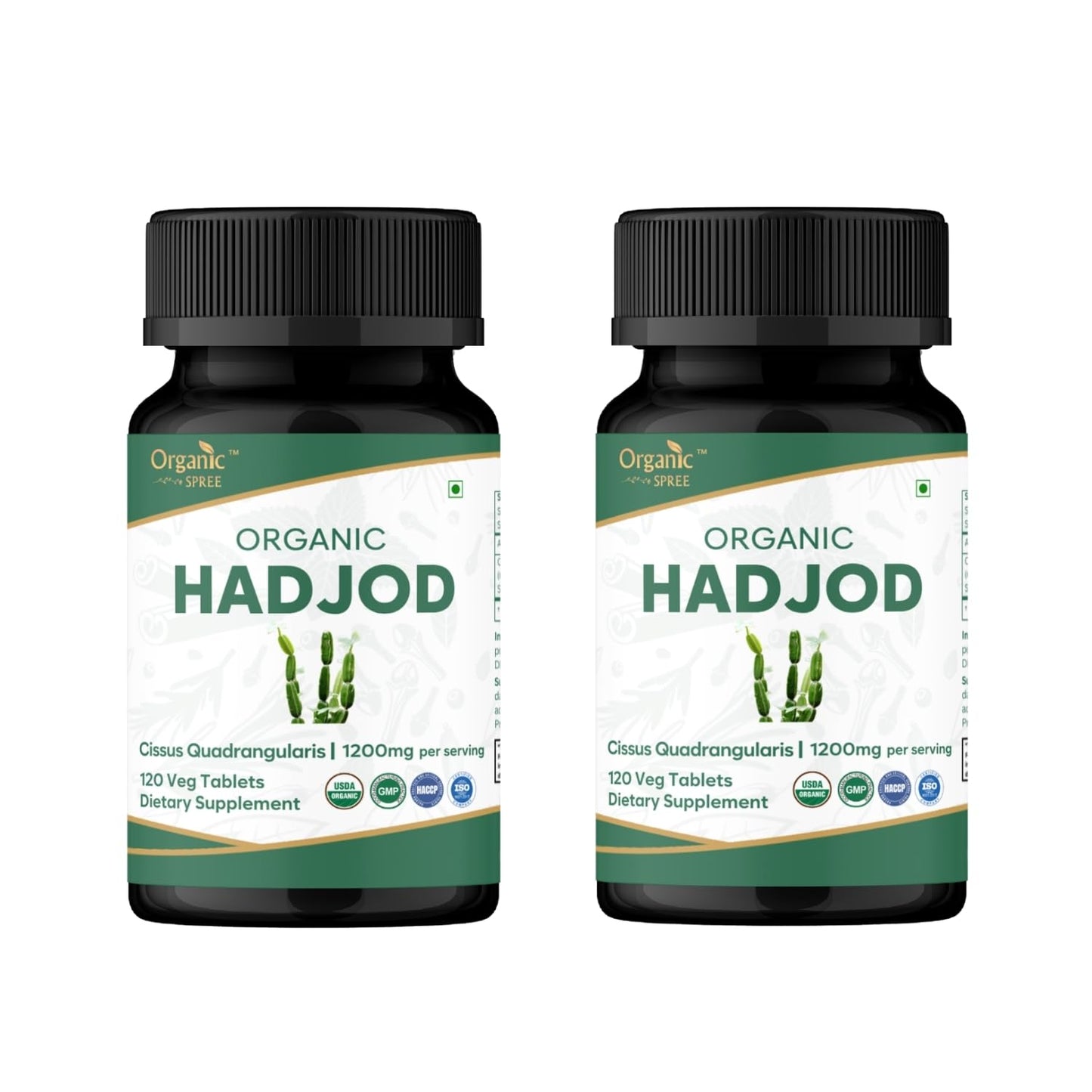 ORGANIC SPREE Hadjod 120 Tablets - Cissus quadrangularis, 2 Count