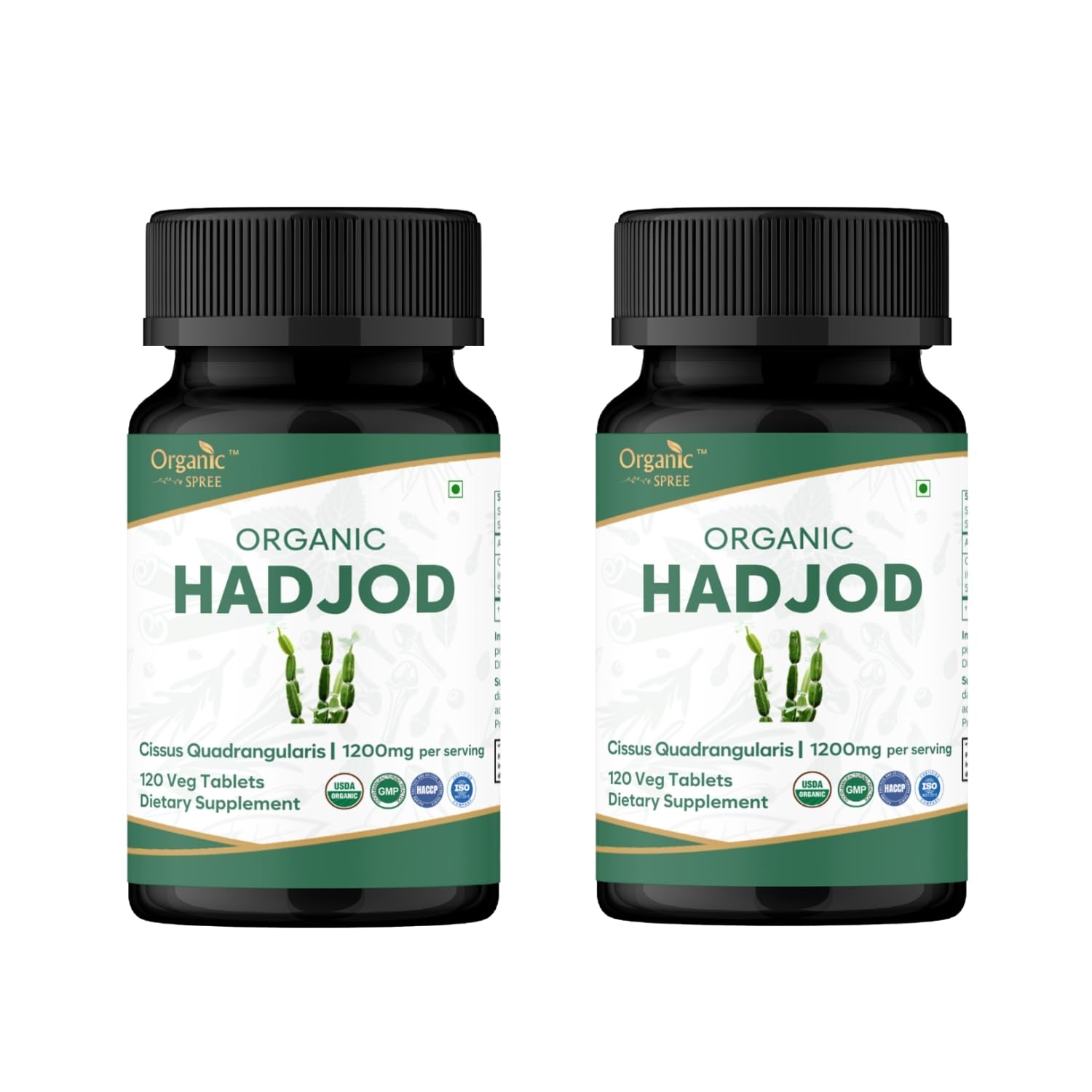 ORGANIC SPREE Hadjod 120 Tablets - Cissus quadrangularis, 2 Count