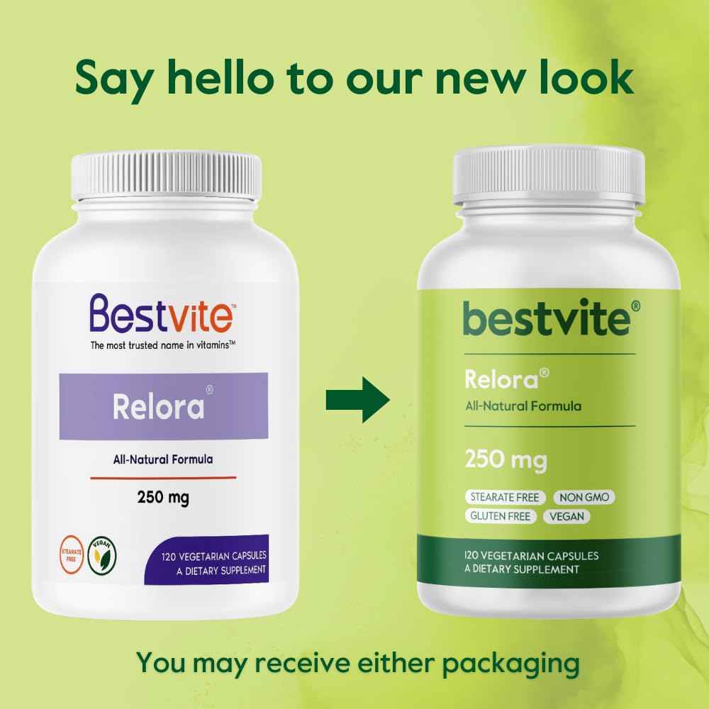BESTVITE Filler-Free Relora 250mg Vegetarian Capsules, 240 Capsules