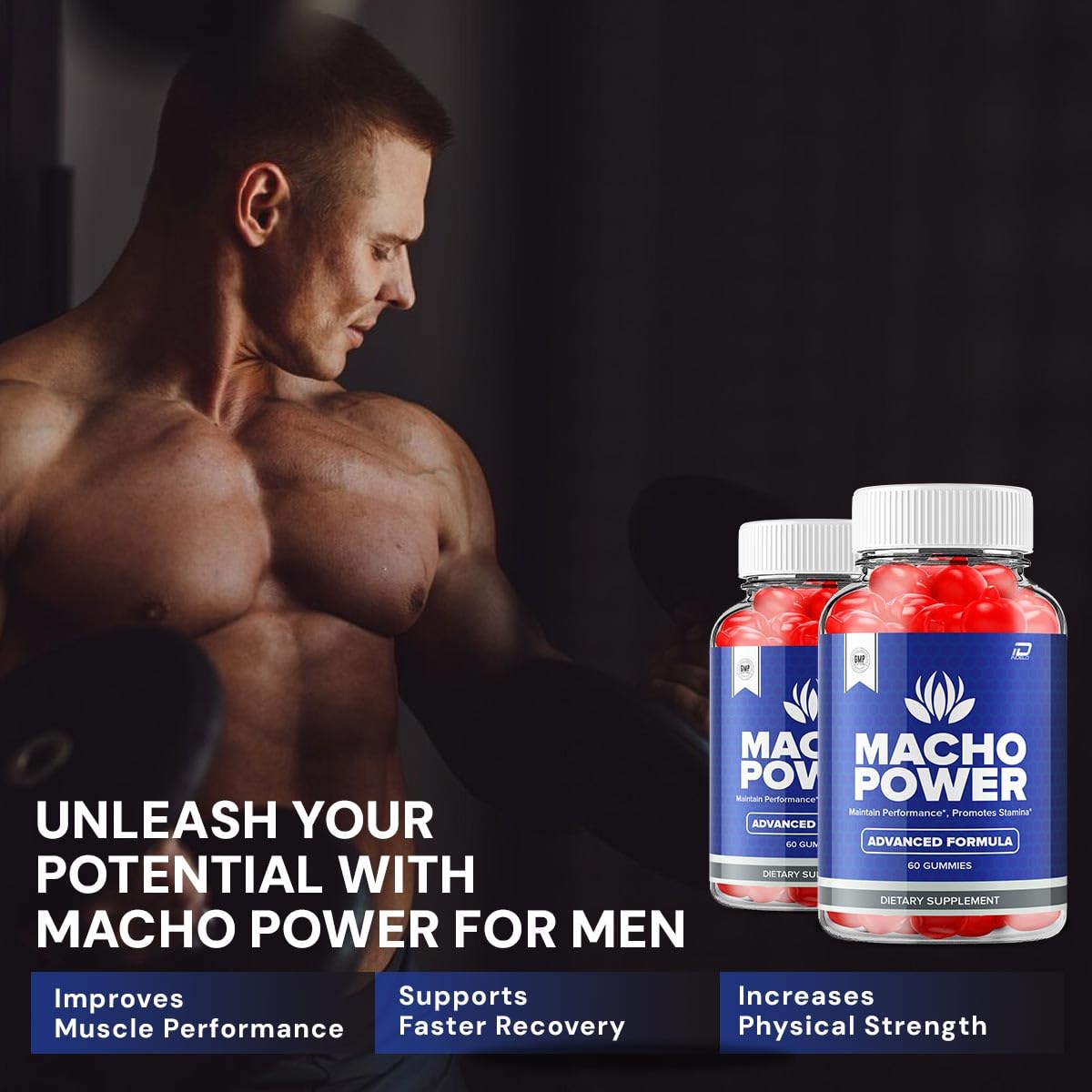 Indelo Macho Power Gummies for Men 60 Count