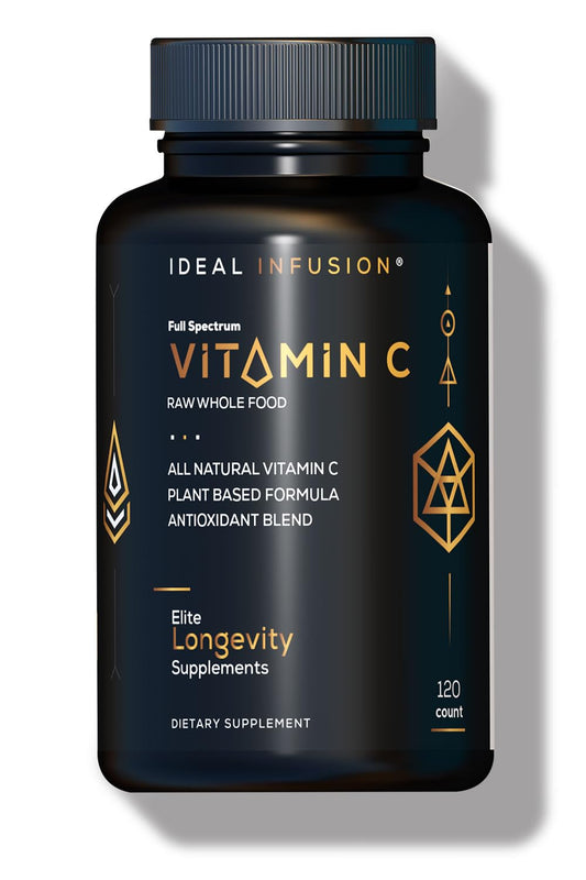 Ideal Infusion Whole Food Vitamin C Supplement 675mg Plant-Based Vitamin C Complex from Organic Oranges, Acerola Cherry & Natural Fruit Cofactors – Immune & Antioxidant Support – Vegan, Non-GMO – 120 Capsules