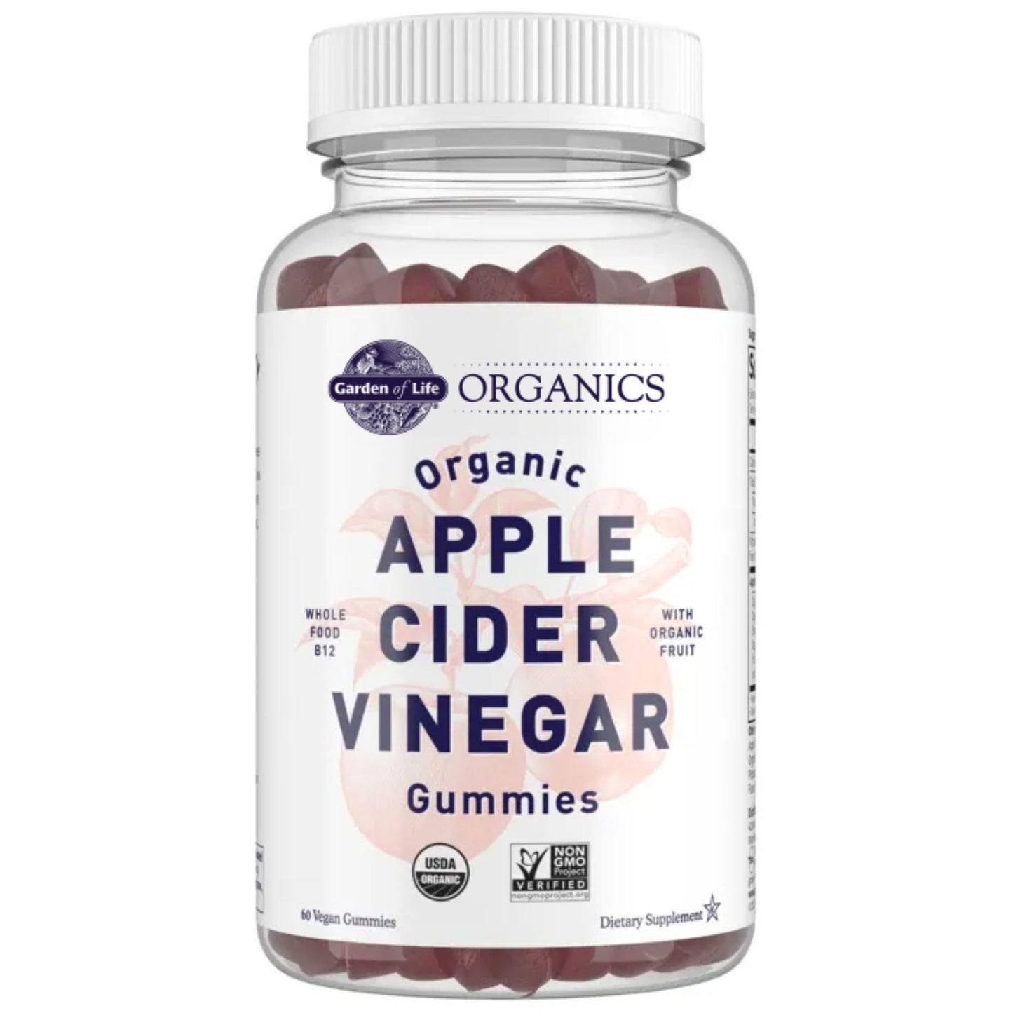 Garden of Life Organics Apple Cider Vinegar Gummies with Vitamin B12, 60 Gummies