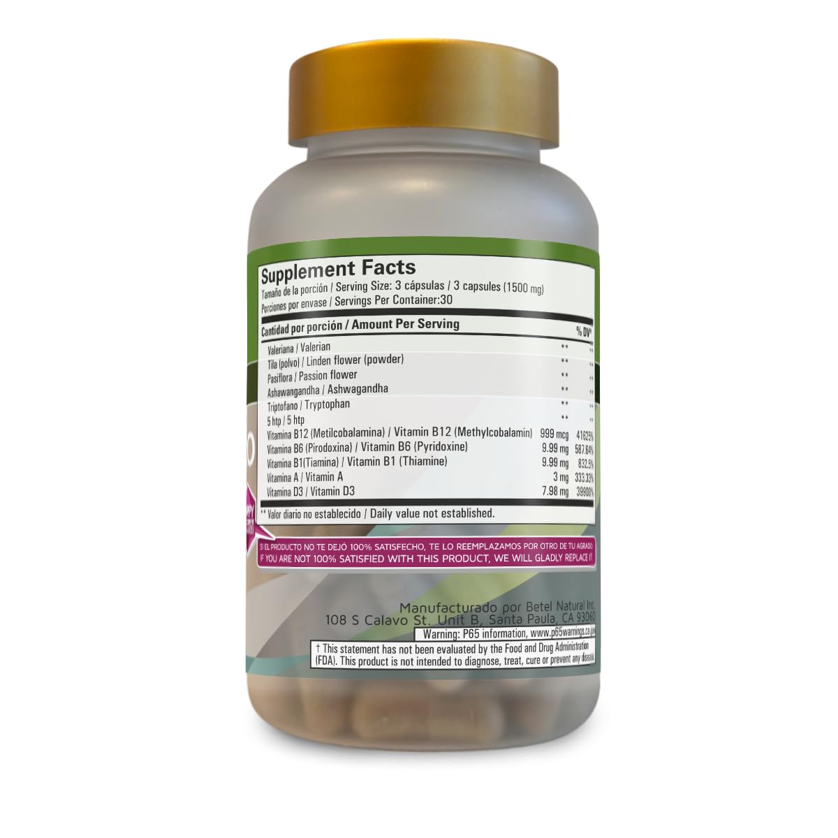 Betel Natural Ansiedadzero Capsules, 1 Count