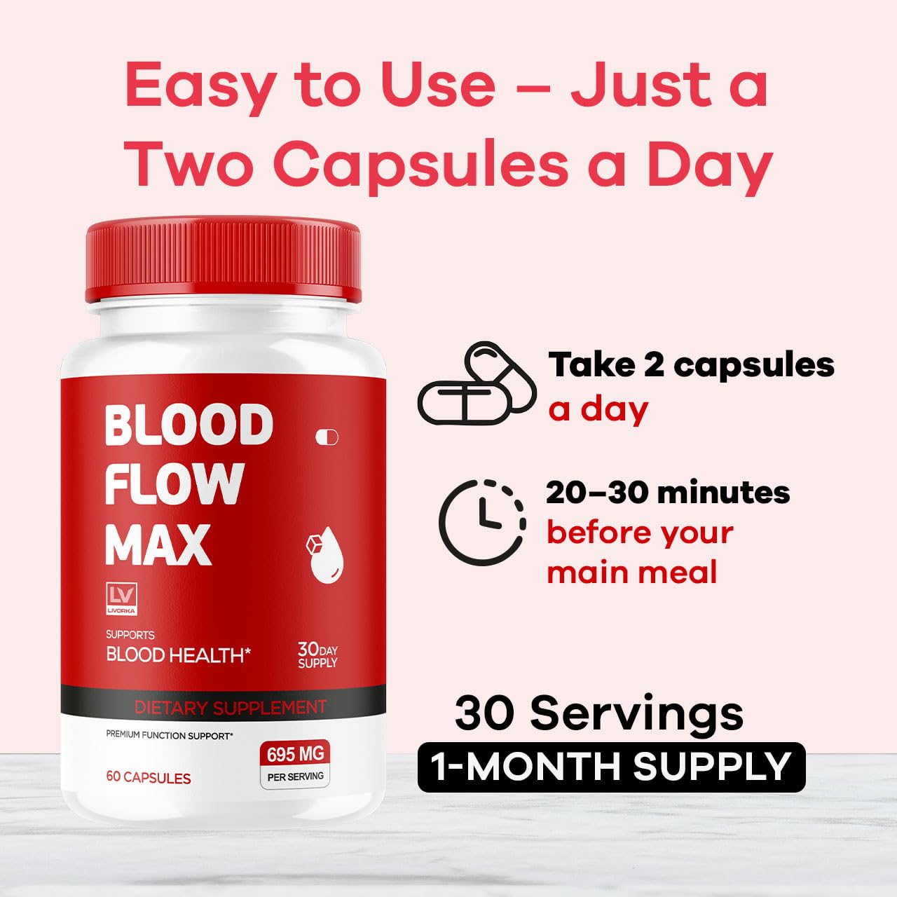 LIVORKA Blood Flow Max Capsules, 30 Count
