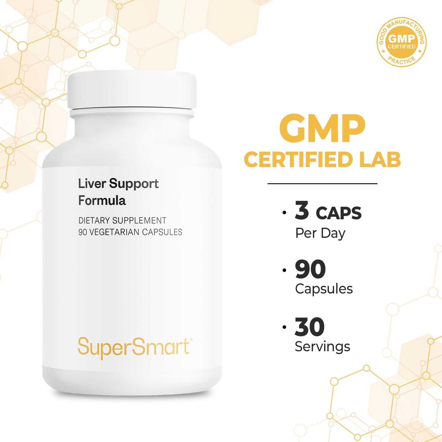 Supersmart Liver Support Formula with Milk Thistle Extract (80% Silymarin), Ginkgo Biloba & N-Acetyl-Cysteine Detox Supplement, 90 Capsules