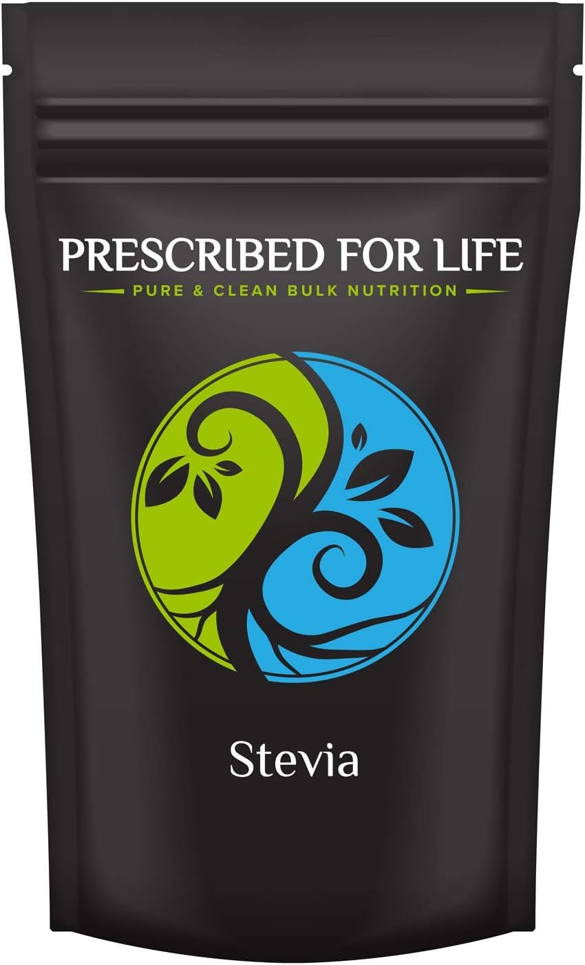 Prescribed For Life Stevia Powder (300X Concentrate), 98% Pure Reb A Stevia, Pharmaceutical Grade Leaf Extract, Vegan, Gluten Free, Non GMO Sugar Substitute, 176.37 Ounce