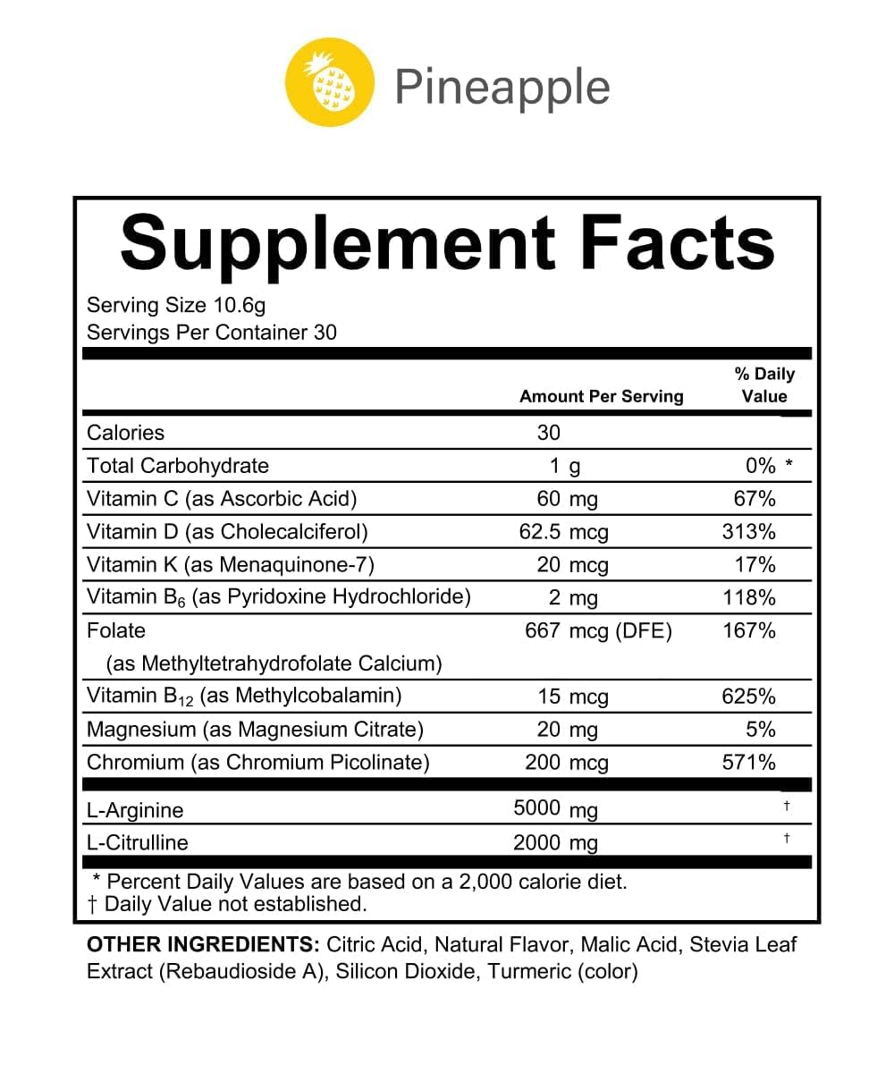 Fenix Nutrition L-Arginine Complete Pineapple Powder 11.6 oz