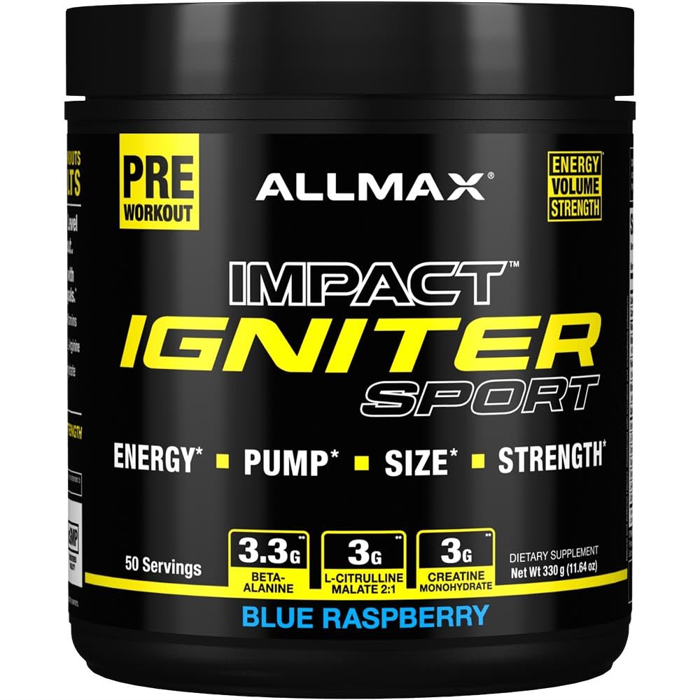 ALLMAX IGNITER Sport Blue Raspberry Powder 11.64 oz