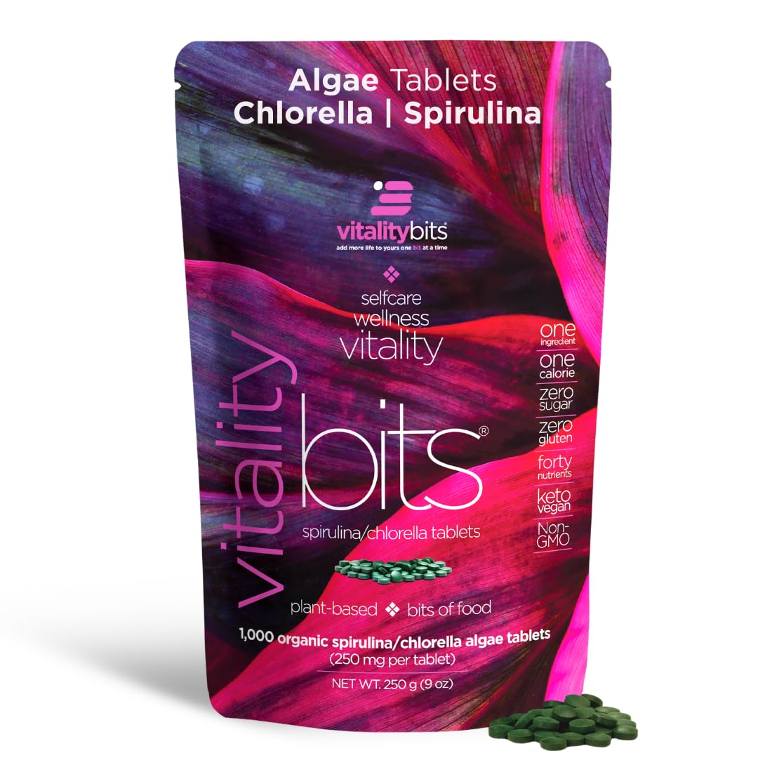 ENERGYBITS VITALITYbits Organic Blended Spirulina & Chlorella Tablets 1000
