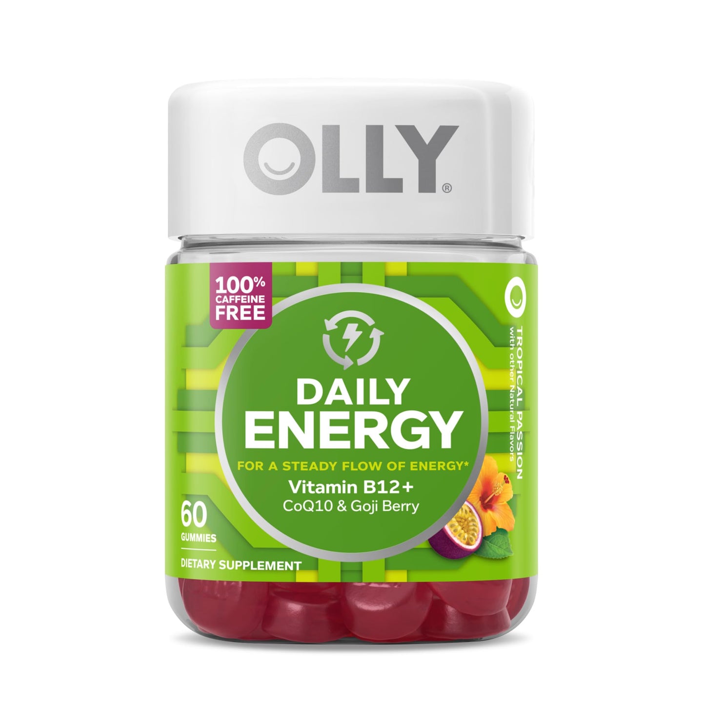 OLLY Daily Energy Gummy & Hello Happy Gummy Worms, 60 Gummies