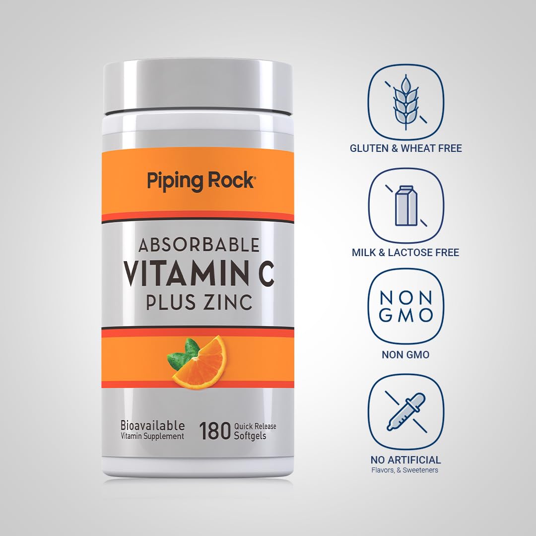 Piping Rock Vitamin C Plus Zinc Softgels 180