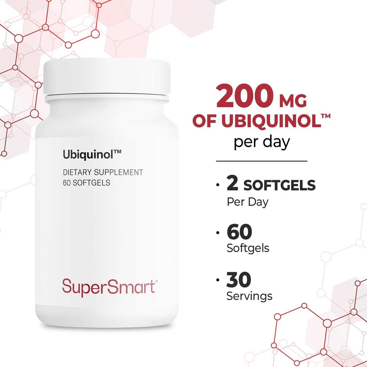 Supersmart Ubiquinol CoQ10 200mg Softgels, 60 Count