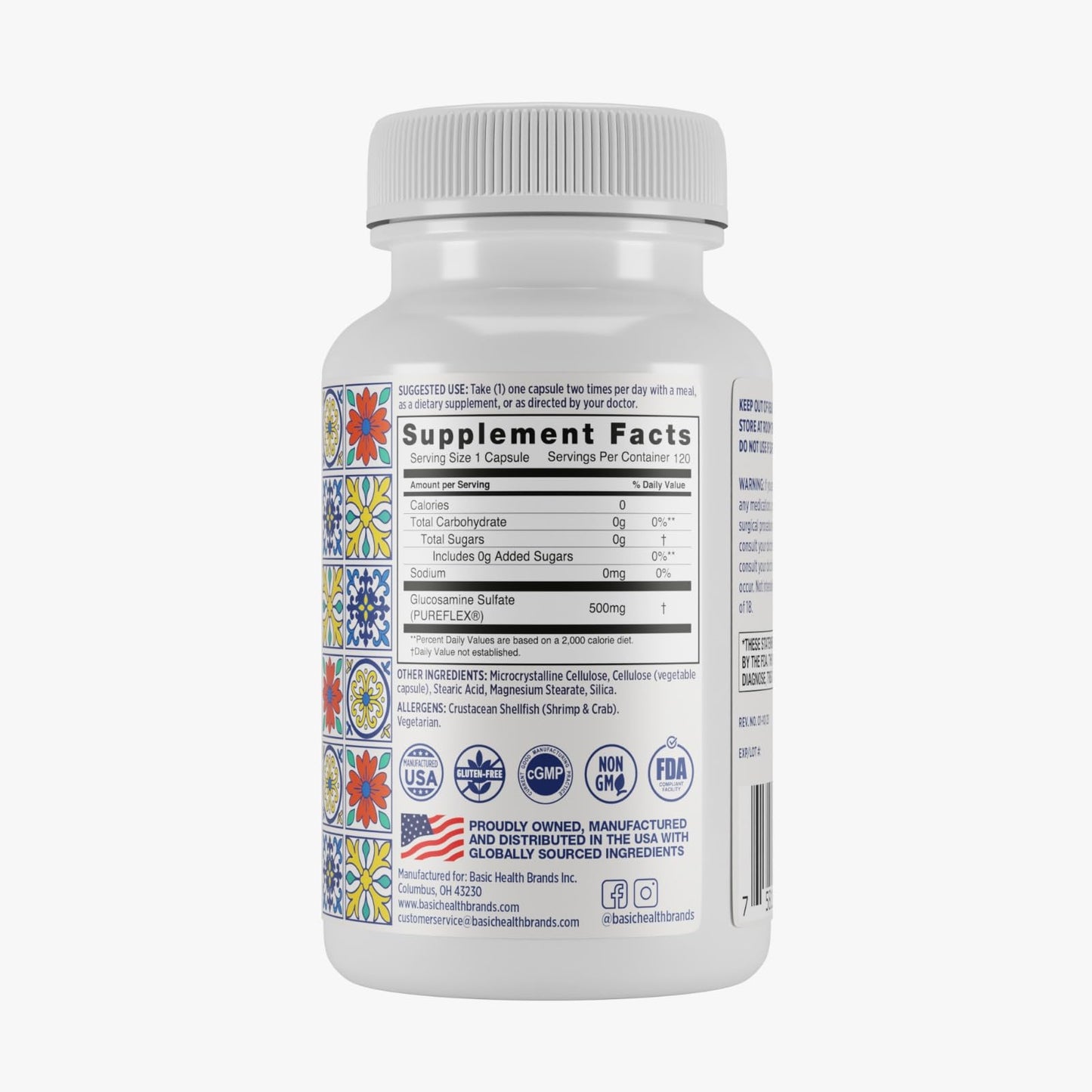 Basic Brands Pura Salud Pureflex Glucosamine Sulfate 500mg Capsule 120 Capsules