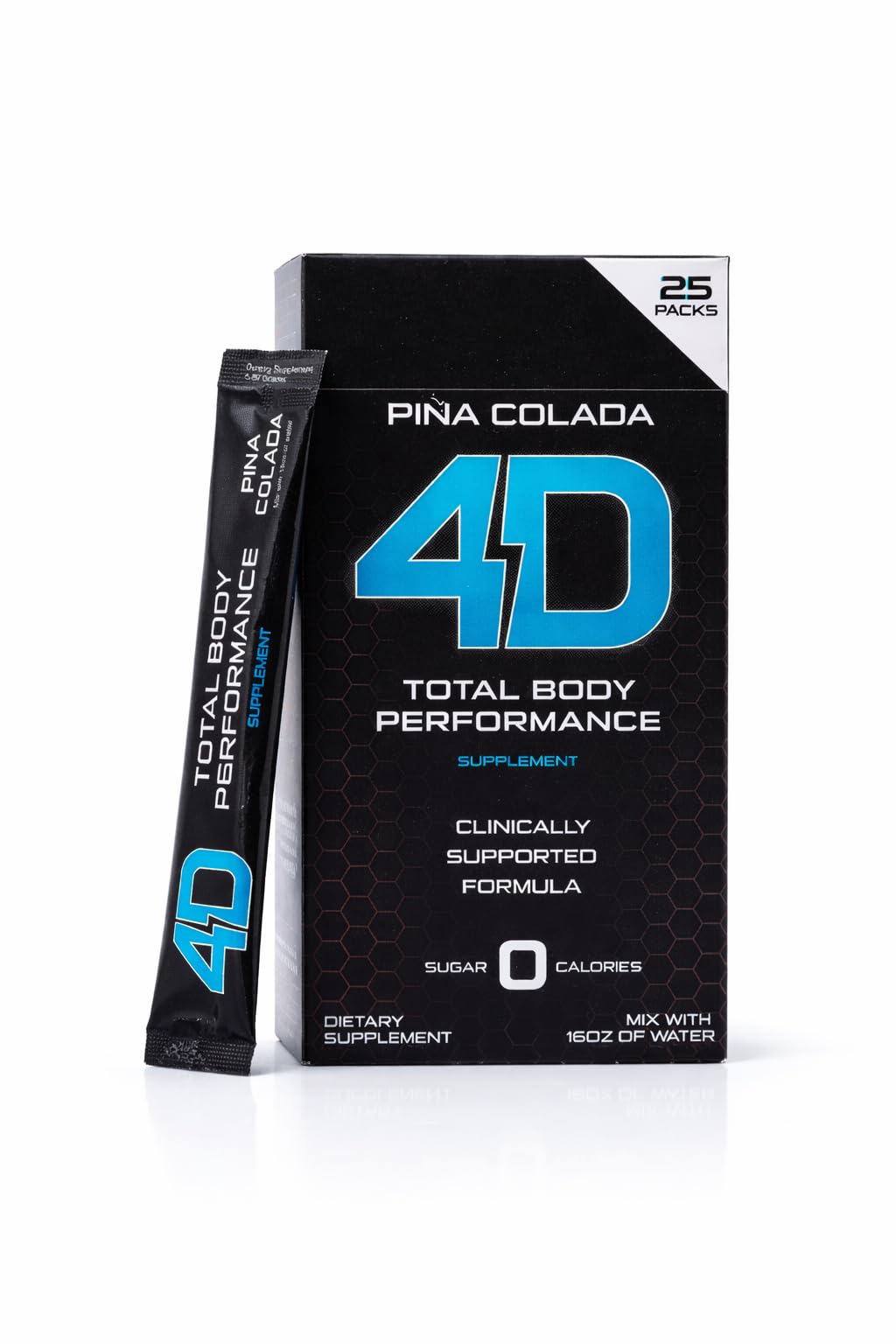 4D Clean Energy Pina Colada Powder Packets, 25 Count