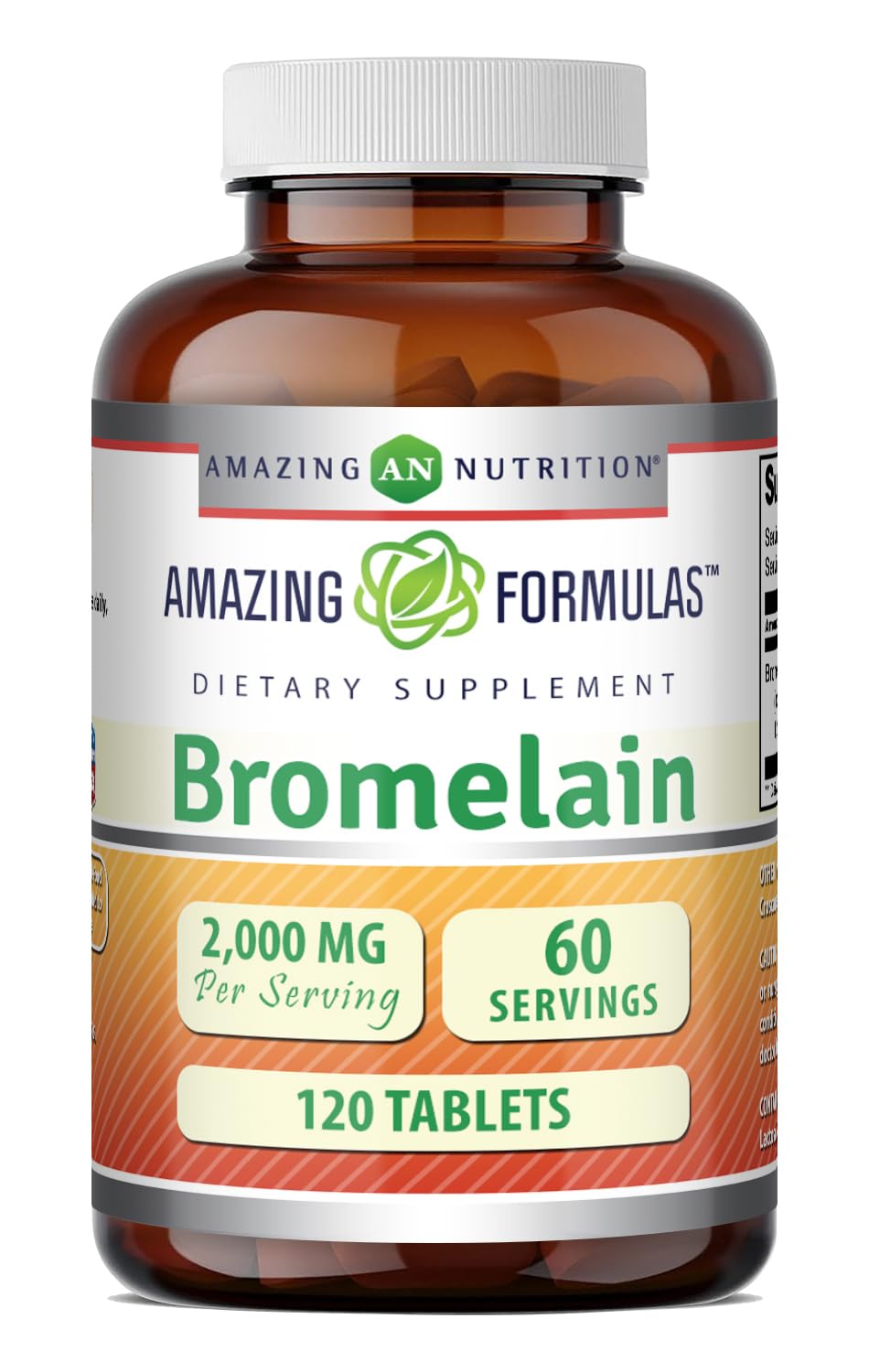 Amazing Nutrition Bromelain 2000 Mg per Serving Non-GMO Gluten-Free Made in USA, 120 Tablets