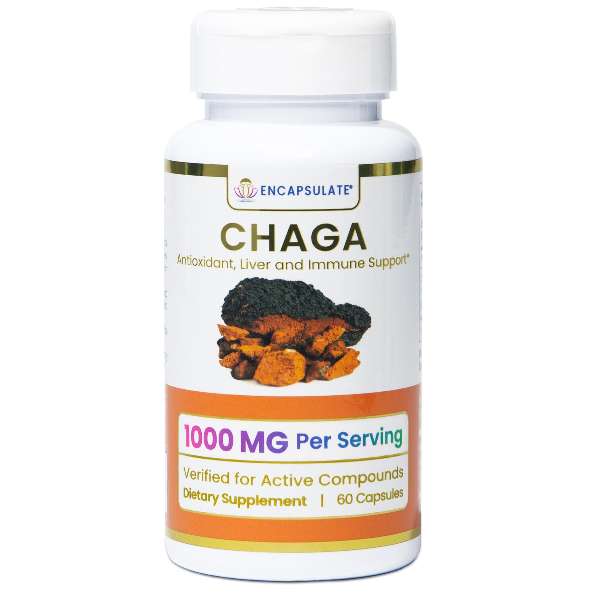 ENCAPSULATE Chaga 8:1 Extract capsules, 60 Count
