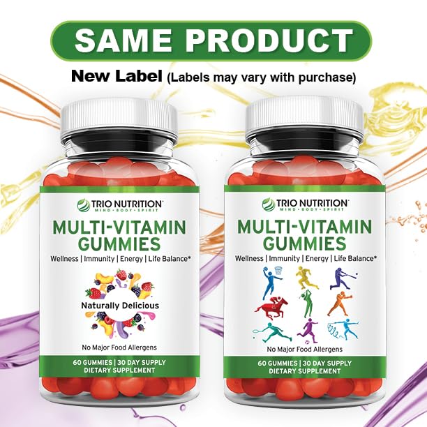 TRIO NUTRITION Daily Multivitamin Gummies for Men & Women, 60 Gummies