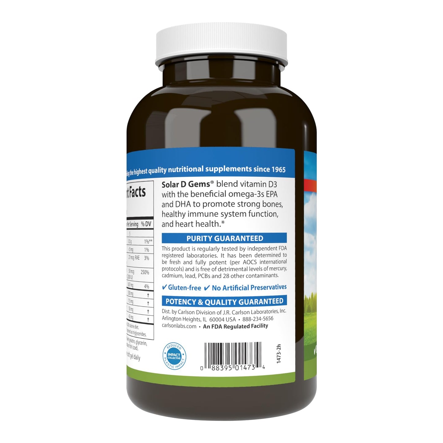 Carlson Solar D Gems Vitamin D3 and Omega-3 Softgels, 360