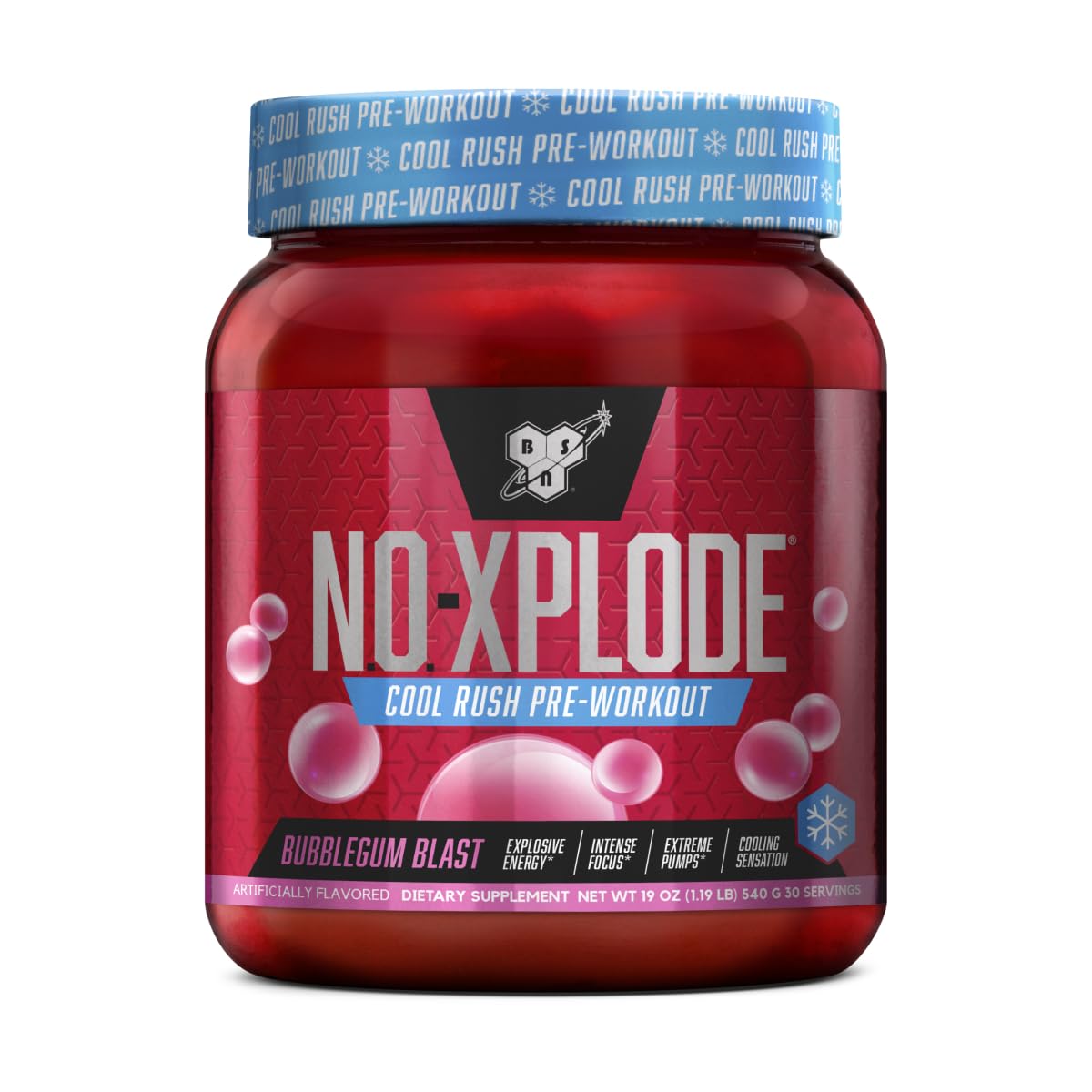 BSN N.O.-Xplode Cool Rush Pre Workout Powder Bubblegum Blast, 19.2 oz