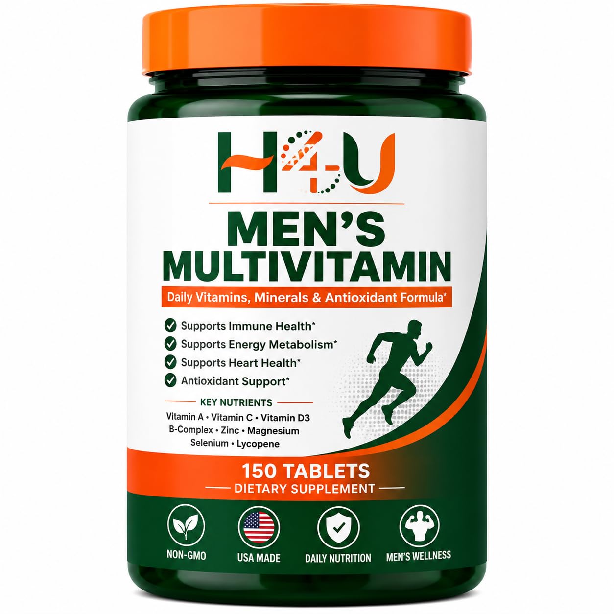 H4U Men's Multivitamin Tablets, 150 Count