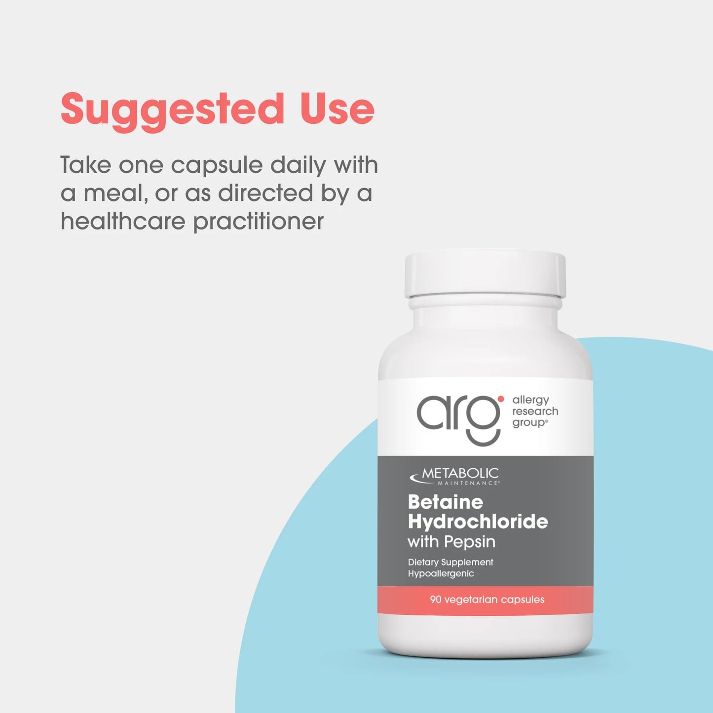 Metabolic Maintenance Betaine HCl + Pepsin Digestive Enzyme - Protein Digestion + Gut Health Support Supplement Capsules, 100 Count