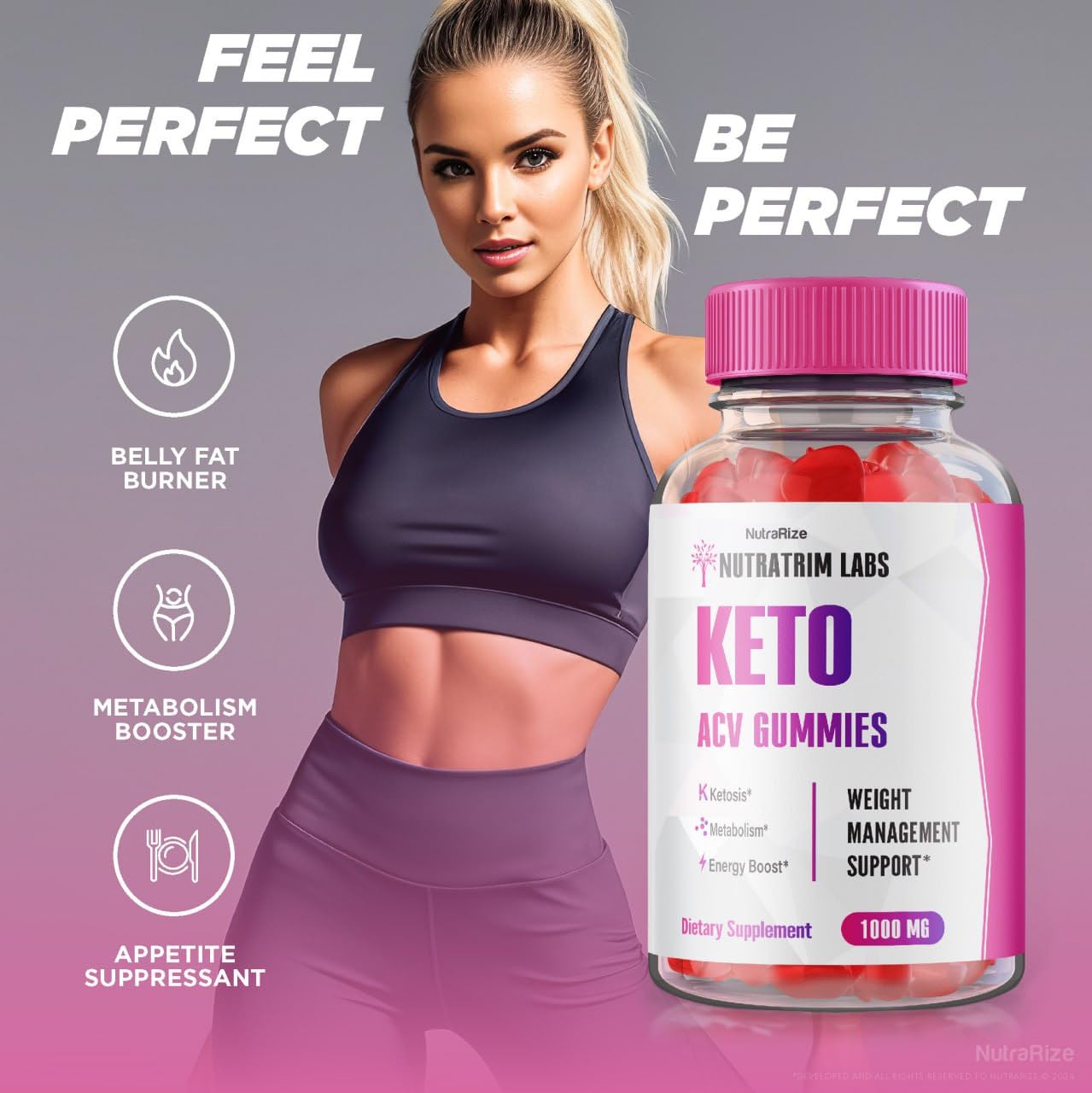 NutraRize Nutratrim Labs Keto ACV Gummies 60 Count
