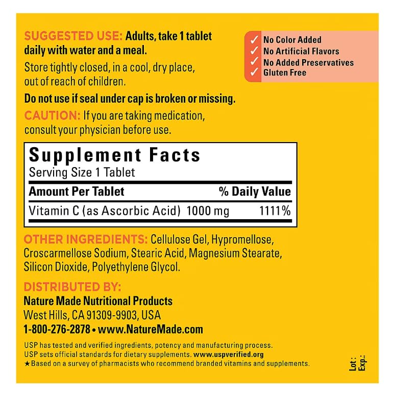 Nature Made Vitamin C 1000mg Extra Strength Tablet, 365 Tablets