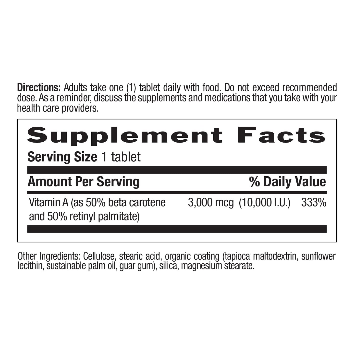 Country Life Dry Vitamin A 10,000 IU Water Dispersible Tablets, 100 Count