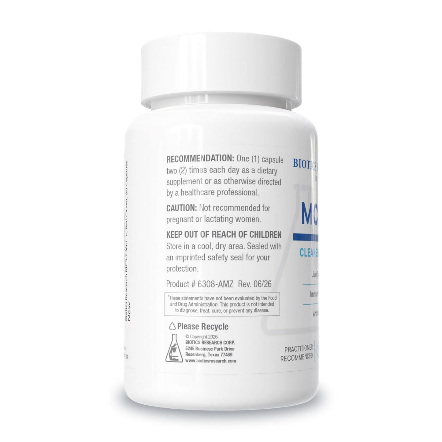 BIOTICS RESEARCH MCS-2 Metabolic Clearing Support, Liver Health, Potent Antioxidant Formula, Milk Thistle, Red Clover, 90 Capsules