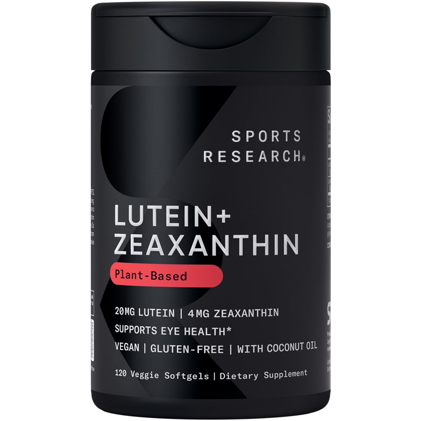 Sports Research Lutein + Zeaxanthin w/ Organic Coconut Oil Softgels 120 Count