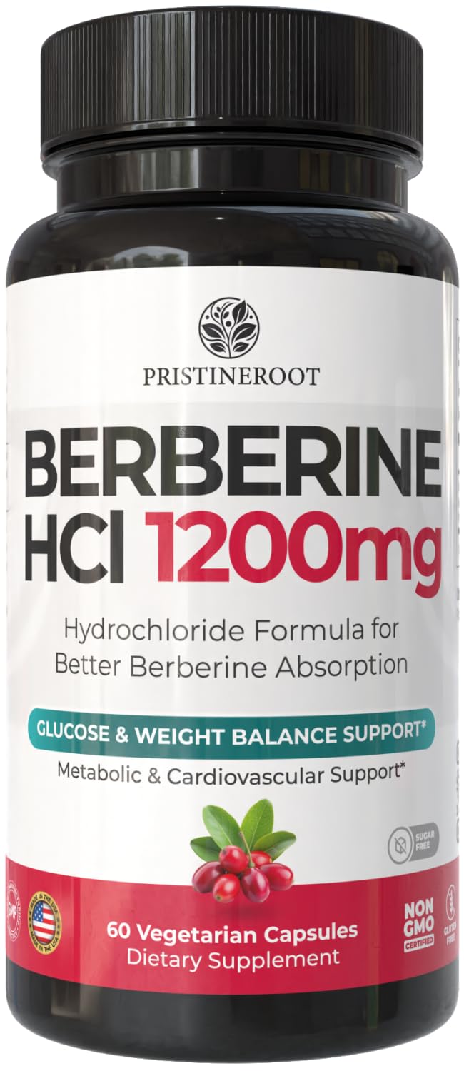 PristineRoot Berberine Supplement 1200mg Capsules, 60 Count